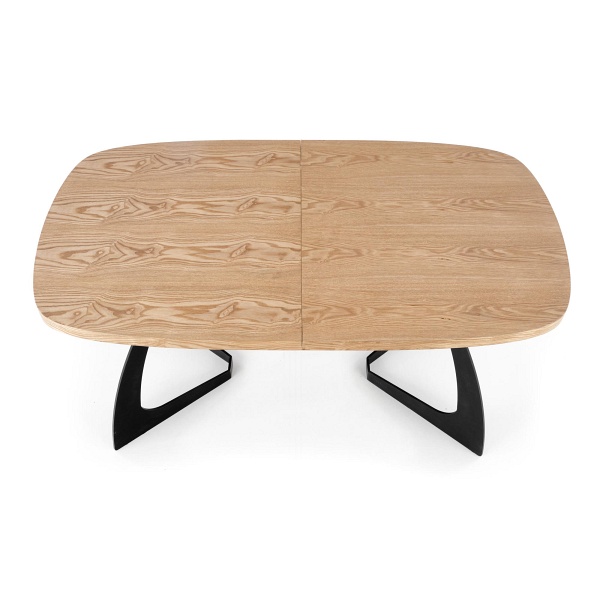 Stół VELDON rozkładany, blat - dąb naturalny, nogi - czarny - Halmar