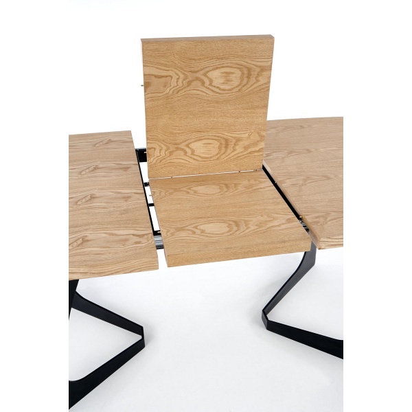 Stół VELDON rozkładany, blat - dąb naturalny, nogi - czarny - Halmar