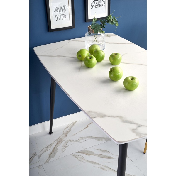 Stół MARCO biały marmur / czarny - Halmar