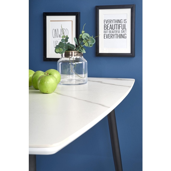 Stół MARCO biały marmur / czarny - Halmar