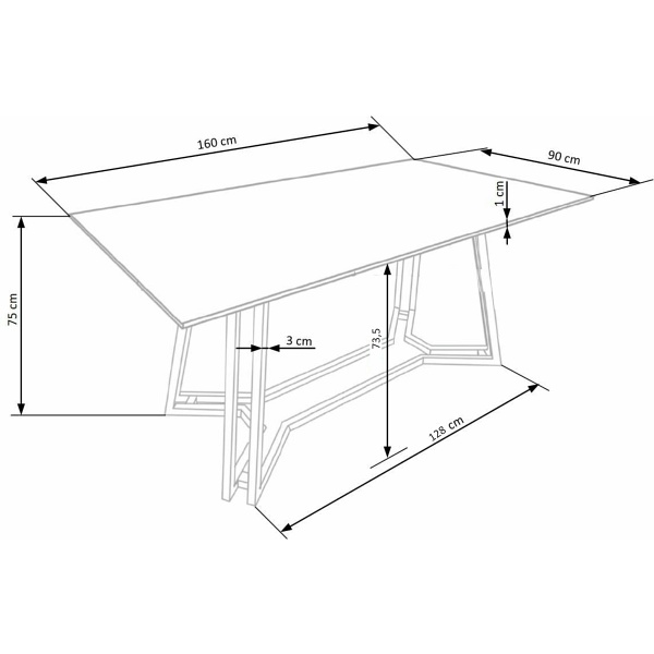 Stół KONAMI , blat - czarny marmur, nogi - złoty - Halmar