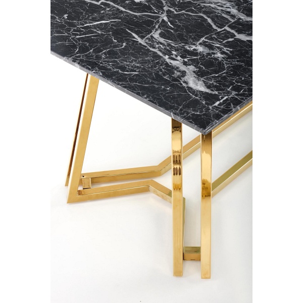 Stół KONAMI , blat - czarny marmur, nogi - złoty - Halmar