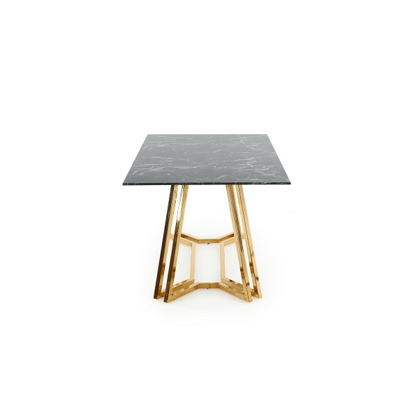 Stół KONAMI , blat - czarny marmur, nogi - złoty - Halmar