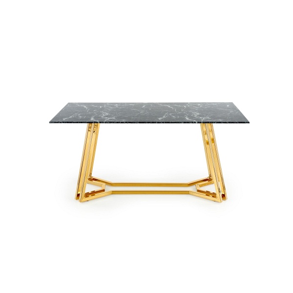 Stół KONAMI , blat - czarny marmur, nogi - złoty - Halmar