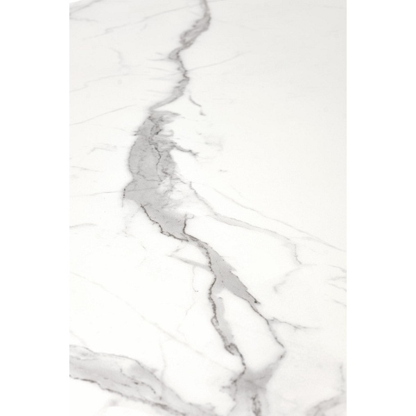 Stół DIESEL rozkładany blat - biały marmur / c. popiel, nogi - czarny - Halmar