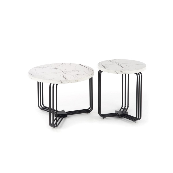 Ława ANTICA M blat - biały marmur, stelaż - czarny - Halmar
