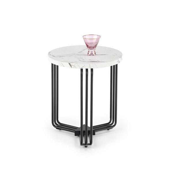 Ława ANTICA S blat - biały marmur, stelaż - czarny - Halmar