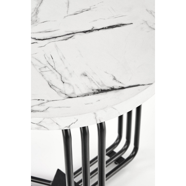 Ława ANTICA S blat - biały marmur, stelaż - czarny - Halmar