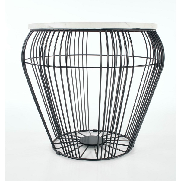 Ława ADRIANNA blat - biały marmur, stelaż - czarny - Halmar