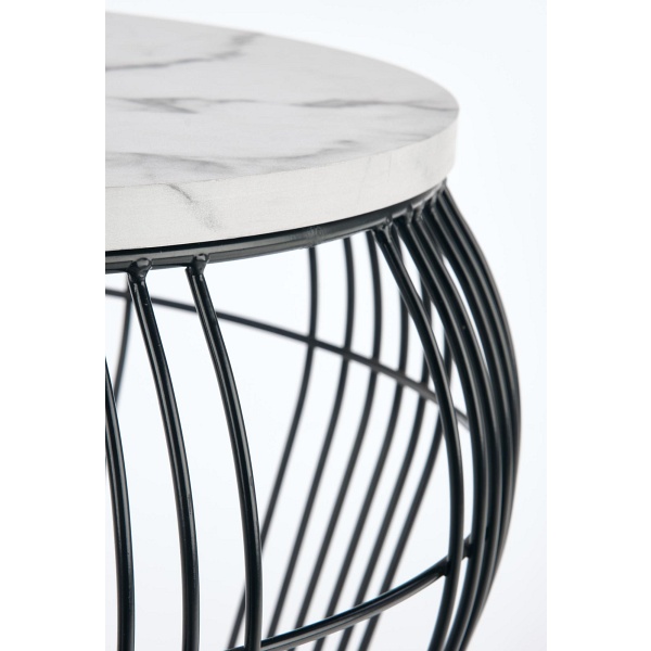 Ława ADRIANNA blat - biały marmur, stelaż - czarny - Halmar
