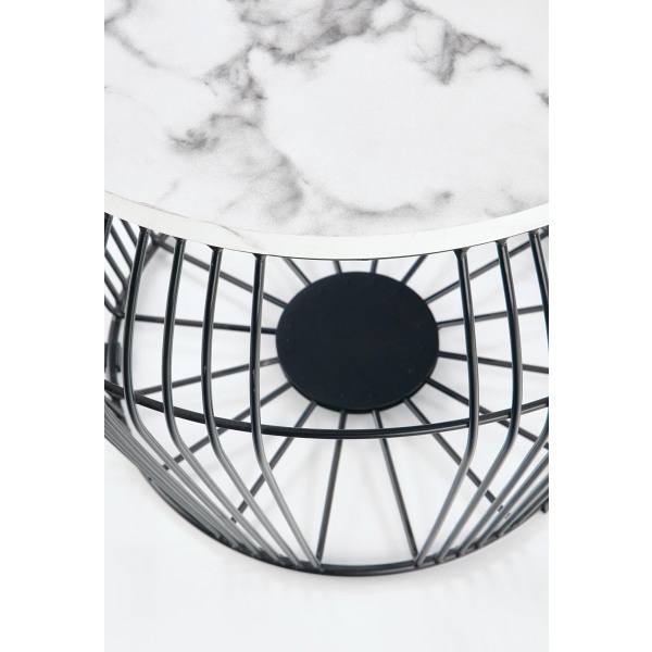 Ława ADRIANNA blat - biały marmur, stelaż - czarny - Halmar