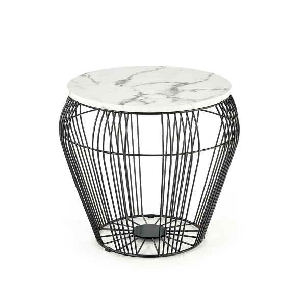 Ława ADRIANNA blat - biały marmur, stelaż - czarny - Halmar