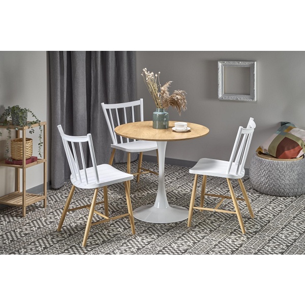 Stół STING blat - naturalny, noga - biały - Halmar