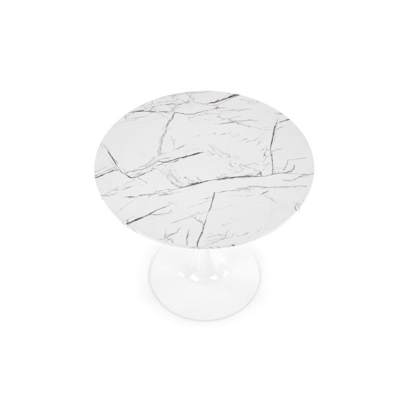 Stół DENVER , blat - biały marmur, noga - biały - Halmar