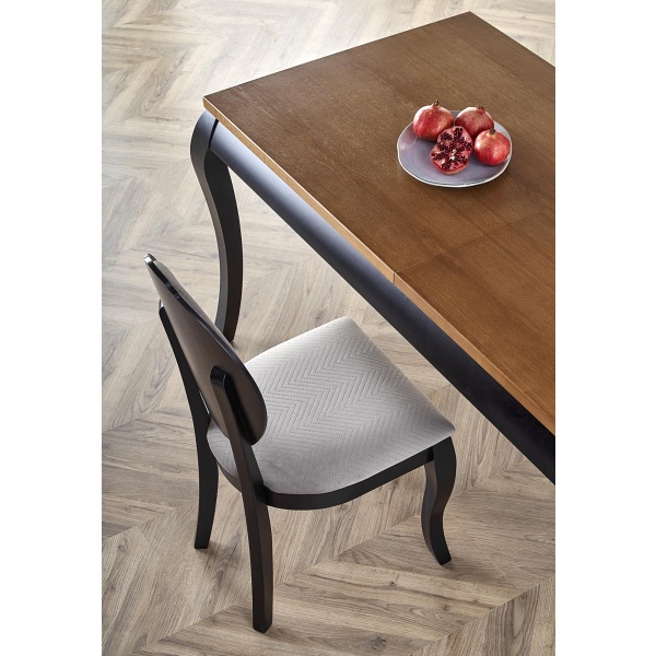 Stół WINDSOR rozkładany 160-240x90x76 cm kolor ciemny dąb/czarny - Halmar