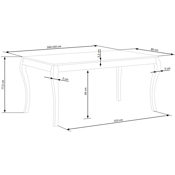 Stół WINDSOR rozkładany 160-240x90x76 cm kolor ciemny dąb/czarny - Halmar