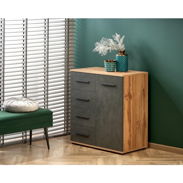 Komoda LIMA KM-2 dąb wotan / popielaty - Halmar