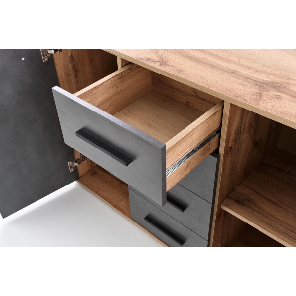 Komoda LIMA KM-4 dąb wotan / popielaty - Halmar