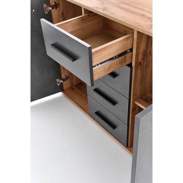 Komoda LIMA KM-4 dąb wotan / popielaty - Halmar