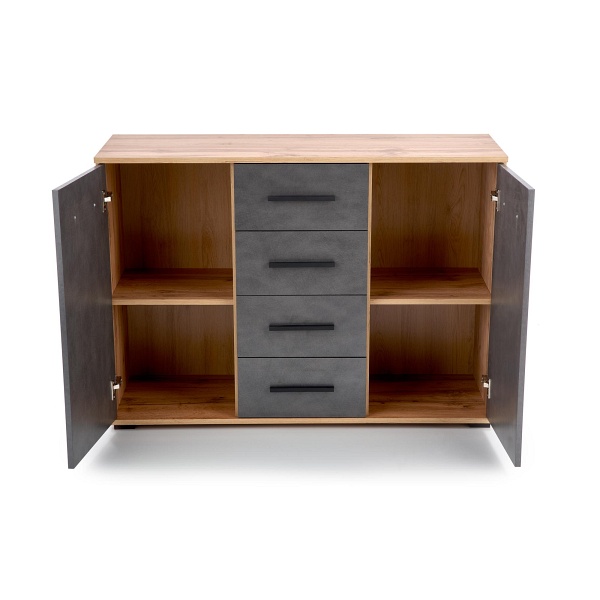 Komoda LIMA KM-4 dąb wotan / popielaty - Halmar