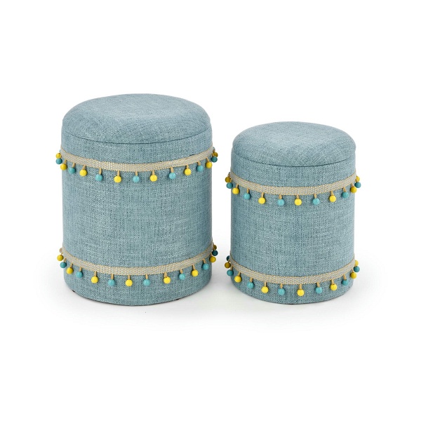 GRADO zestaw 2 puf, jasny niebieski - Halmar