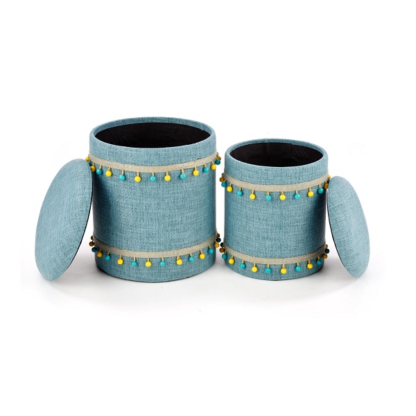 GRADO zestaw 2 puf, jasny niebieski - Halmar