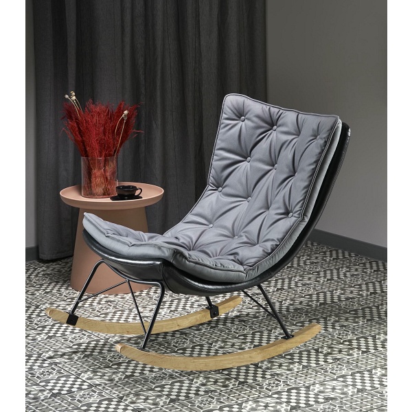 Fotel INDIGO bujany ciemny popiel - czarny - Halmar