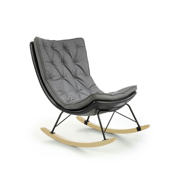 Fotel INDIGO bujany ciemny popiel - czarny - Halmar