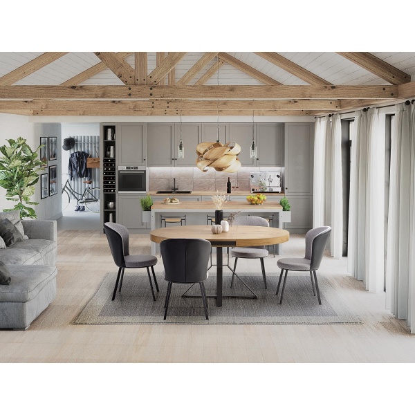 Stół MERCY rozkładany, blat - dąb złoty, nogi - czarny - Halmar