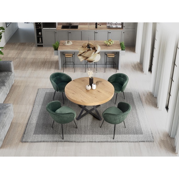 Stół MERCY rozkładany, blat - dąb złoty, nogi - czarny - Halmar