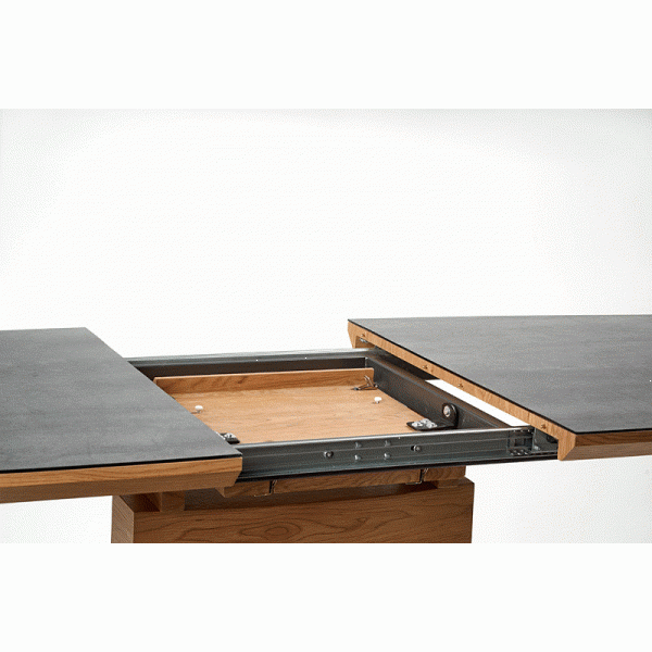 Stół CONCORD rozkładany, blat - dąb złoty / ciemny popiel, noga - dąb złoty - Halmar