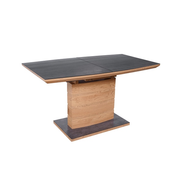 Stół CONCORD rozkładany, blat - dąb złoty / ciemny popiel, noga - dąb złoty - Halmar