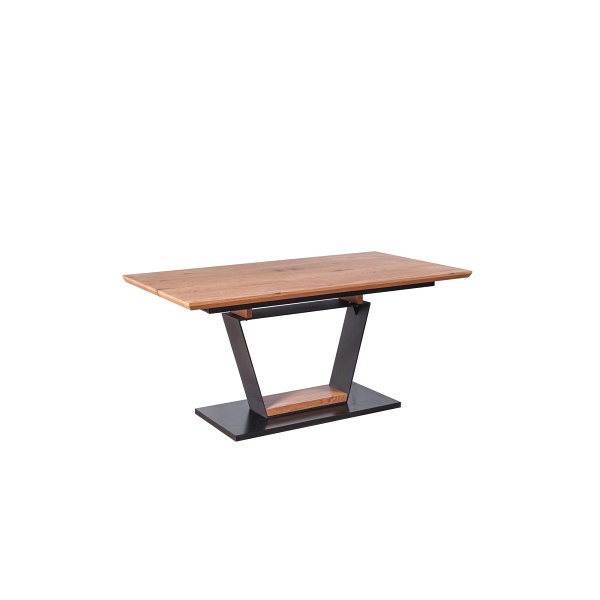 Stół URBANO rozkładany, blat - dąb złoty, noga - czarny / dąb złoty - Halmar