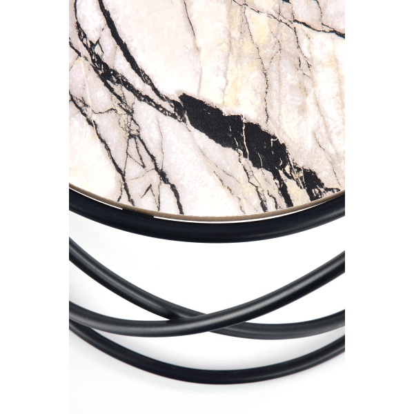 SUSANNA zestaw 2 ław, biały marmur/czarny - Halmar