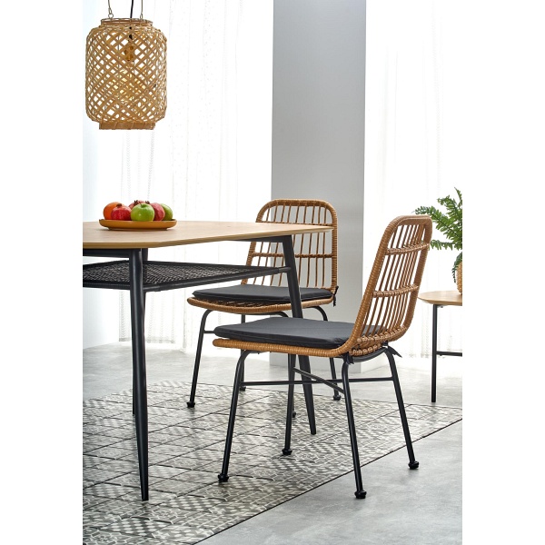 Stół JACKSON , blat - dąb złoty, noga - czarny - Halmar