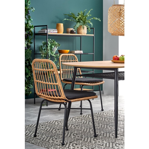 Stół JACKSON , blat - dąb złoty, noga - czarny - Halmar