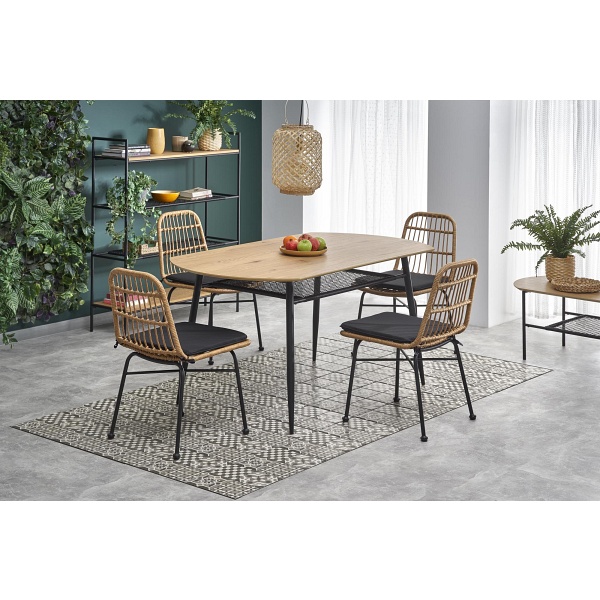 Stół JACKSON , blat - dąb złoty, noga - czarny - Halmar