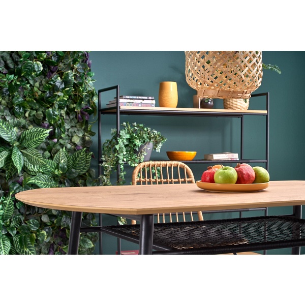 Stół JACKSON , blat - dąb złoty, noga - czarny - Halmar