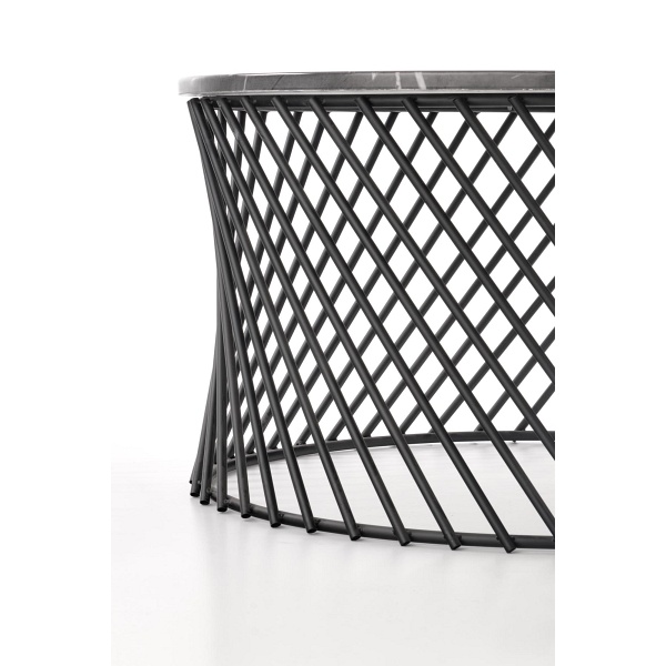 Ława MINERWA blat - popielaty marmur, stelaż - czarny - Halmar