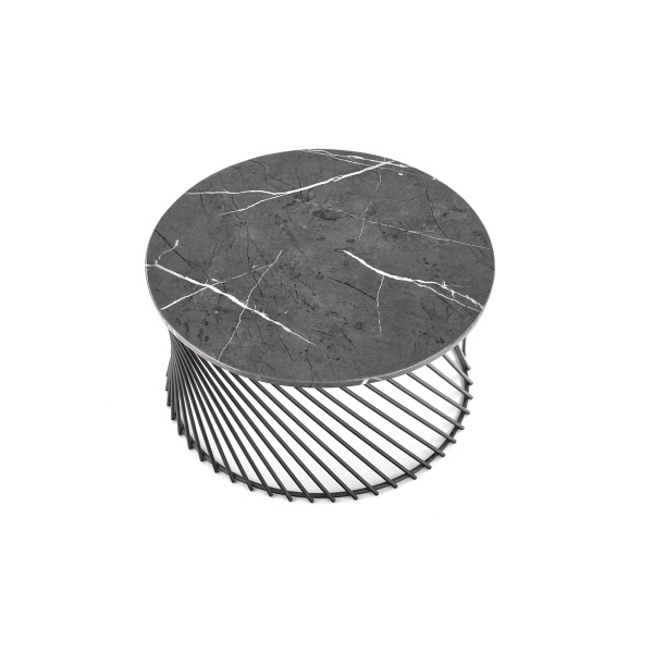 Ława MINERWA blat - popielaty marmur, stelaż - czarny - Halmar
