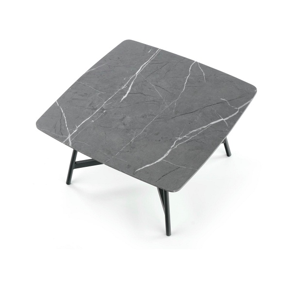 Ława FERRARA blat - popielaty marmur, stelaż - czarny - Halmar