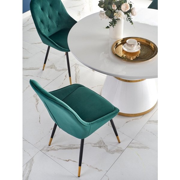 Stół VEGAS , blat - biały, noga - biały / złoty - Halmar