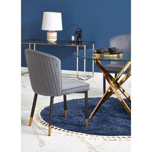 Stół RAYMOND , blat - transparentny, nogi - złoty - Halmar