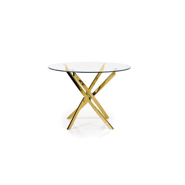 Stół RAYMOND , blat - transparentny, nogi - złoty - Halmar