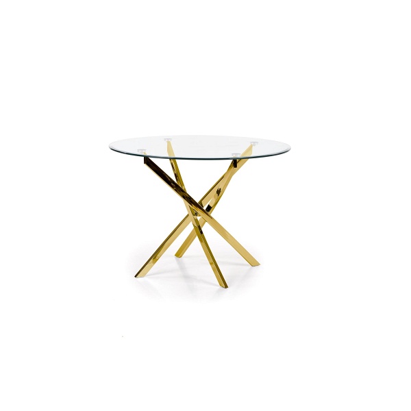 Stół RAYMOND , blat - transparentny, nogi - złoty - Halmar
