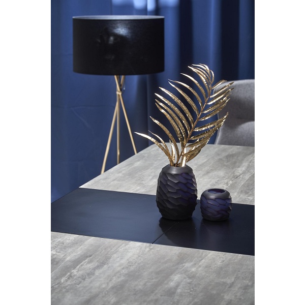 Stół VINSTON rozkładany, blat - ciemny popiel / czarny, nogi - czarny - Halmar