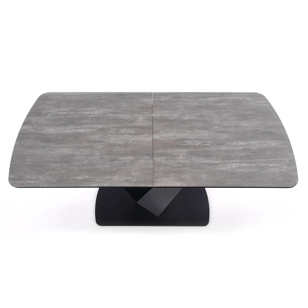 Stół VINSTON rozkładany, blat - ciemny popiel / czarny, nogi - czarny - Halmar