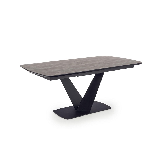 Stół VINSTON rozkładany, blat - ciemny popiel / czarny, nogi - czarny - Halmar