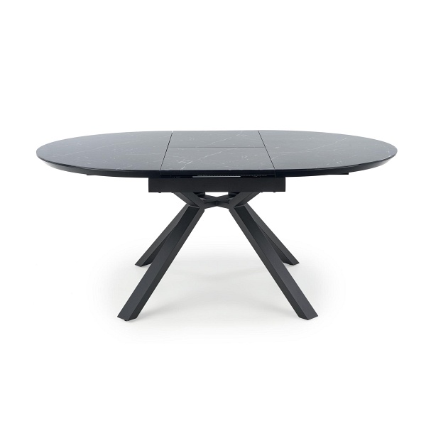 Stół VERTIGO rozkładany, blat - czarny marmur, nogi - czarny - Halmar