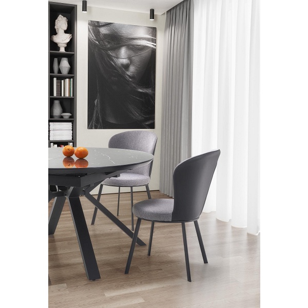 Stół VERTIGO rozkładany, blat - czarny marmur, nogi - czarny - Halmar